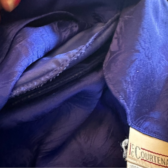 CC Courtenay Vintage Silk Blue Tone on Tone Long Sleeve Blouse Size 10 - Picture 8 of 9